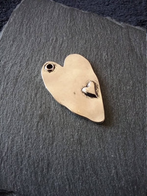 4 or 20 Double Heart Pendants Antique Silver Tone 38x24mm