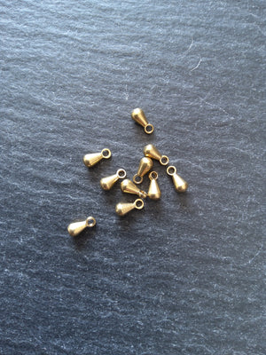 30 Raw Brass Extender Chain Drops 6x3mm NICKEL FREE