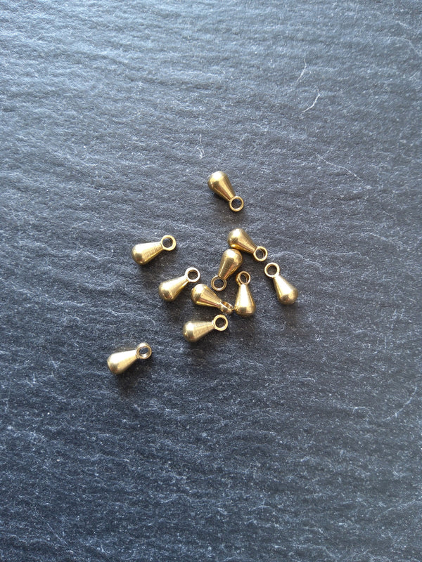 30 Raw Brass Extender Chain Drops 6x3mm NICKEL FREE