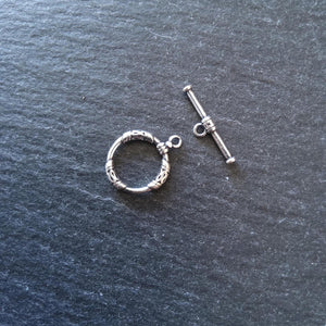Antiqued Genuine Solid Sterling Silver Toggle Clasp Set 17x13x2mm