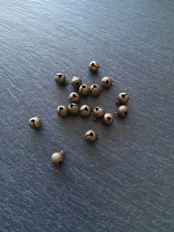 20 or 100 Antique Bronze Tone 8mm Brass Bells Bell Charms 10x8mm