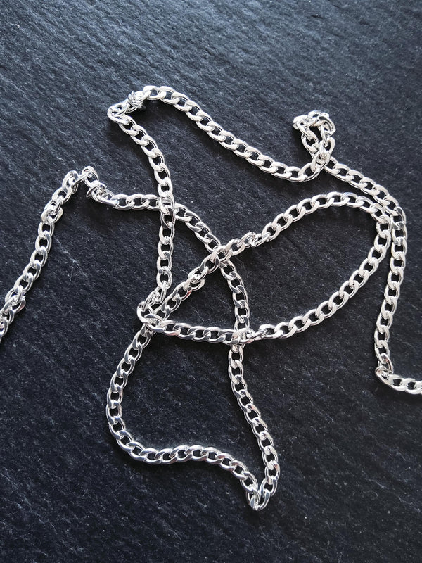 Bright Silver Strong Stainless Steel Twisted Curb Chain 4.5x3x0.8mm Open Link