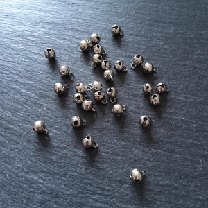 40 or 200 Little Antique Silver Tone 6mm Brass Bells Bell Charms 9x6mm