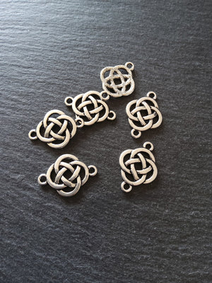 6 or 30 Sterling Silver Plated Celtic Knot Connector Charms 25x18mm Nickel FREE Alloy