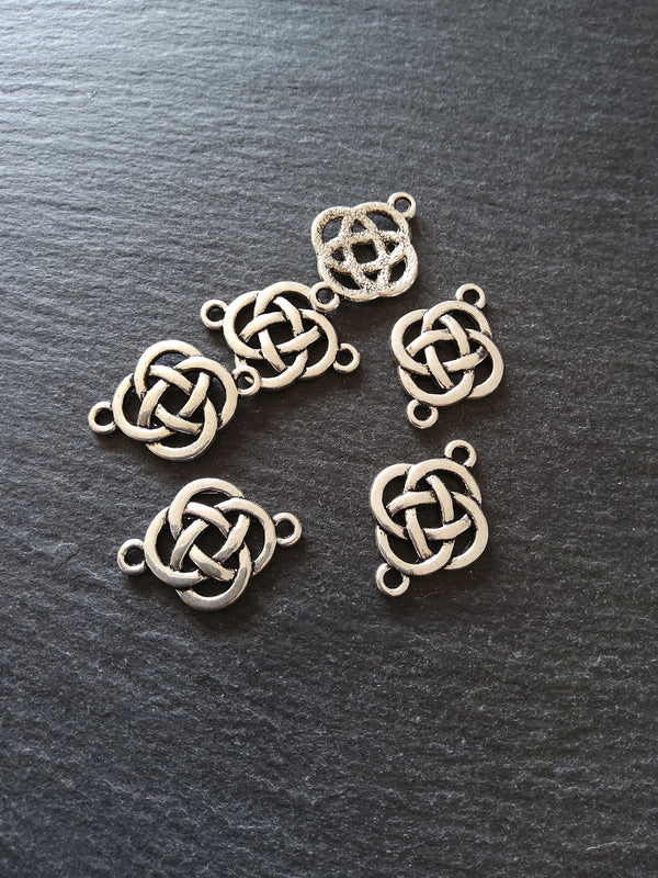 6 or 30 Sterling Silver Plated Celtic Knot Connector Charms 25x18mm Nickel FREE Alloy