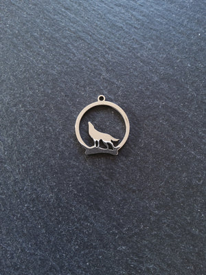 Howling Wolf Stainless Steel Silhouette Charms 23x20mm