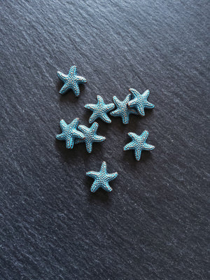 10 or 50 Starfish Beads Antique Copper with Blue Patina 14x13.5x3.7mm Hole: 1mm
