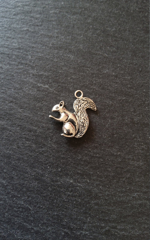 8 or 40 Squirrel Charms Antique Silver Tone Alloy 21x21x4mm