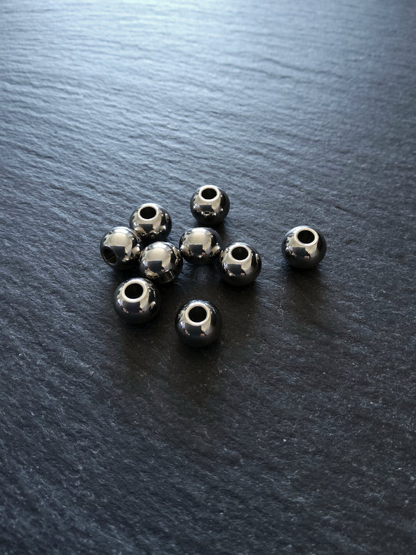 8 or 40 Stainless Steel 8mm Solid Round Spacer Beads Hole: 2mm