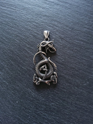 Celtic Serpent Pendant Stainless Steel 53x27mm
