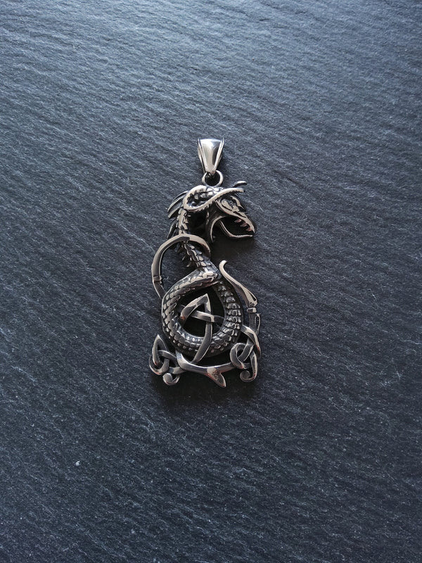 Celtic Serpent Pendant Stainless Steel 53x27mm