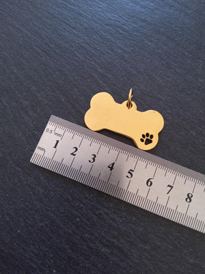 Bone Shaped Dog Tag Bright Gold Stainless Steel 40x20x1.8mmBone Shaped Dog Tag Bright Gold Stainless Steel 40x20x1.8mm