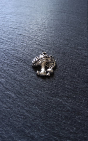 10 or 50 Mushroom Toadstool Charms Antique Silver Tone 23x19mm