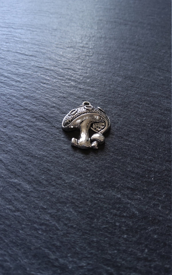 10 or 50 Mushroom Toadstool Charms Antique Silver Tone 23x19mm