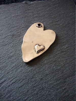4 or 20 Double Heart Pendants Antique Silver Tone 38x24mm