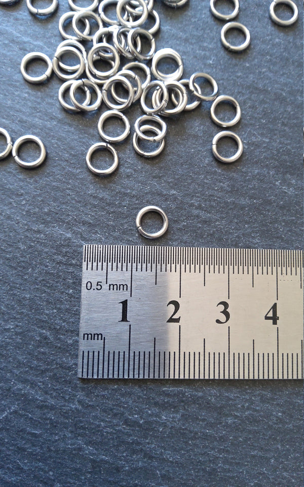 100 or 500 Stainless Steel 7mm Jump Rings Strong 1.2mm (17 gauge) Inner Diameter: 3.6mm