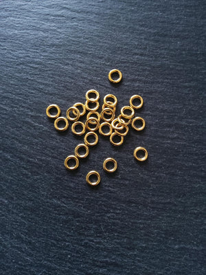 80 or 400 CLOSED 8mm Jump Rings Bright Gold Tone Alloy 1.5mm (15 gauge) Hole: 5mm Nickel FREE