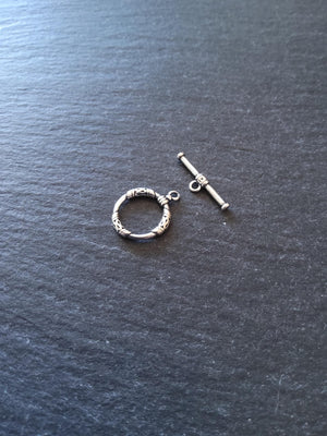 Antiqued Genuine Solid Sterling Silver Toggle Clasp Set 17x13x2mm