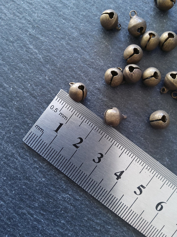 20 or 100 Antique Bronze Tone 8mm Brass Bells Bell Charms 10x8mm