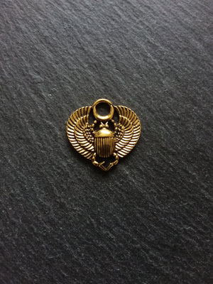 4 or 20 Egyptian Scarab Beatle Pendant or Charms Antique Gold Tone  27x26mm