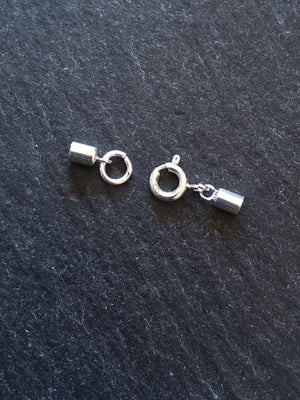 Genuine Solid Sterling Silver End Cap Set for 2mm Cord (2.5mm end caps)