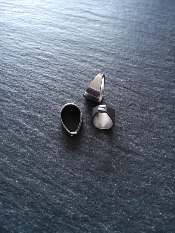 10 or 50 Stainless Steel Snap On Bails for Pendants 11x8x7mm