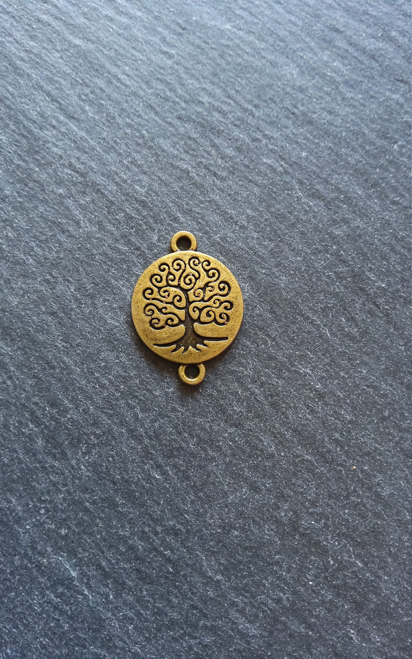6 or 30 Antique Bronze Tone Round Tree of Life Connector Charms 27x20mm Nickel FREE