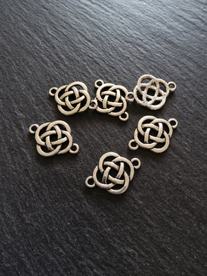 6 or 30 Sterling Silver Plated Celtic Knot Connector Charms 25x18mm Nickel FREE Alloy