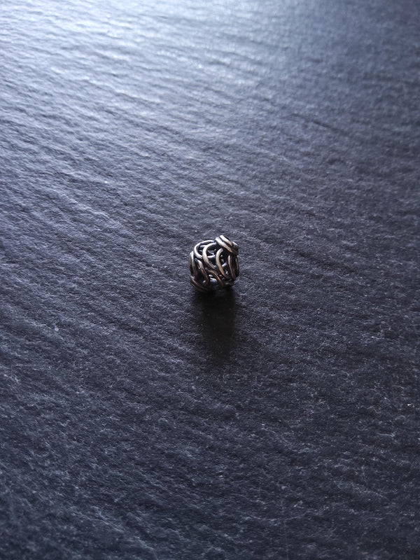 925 Bali Sterling Silver 8mm Wire Cage Beads Antique Finish 8.6x8mm Hole: 1.6mm