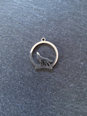 Howling Wolf Stainless Steel Silhouette Charms 23x20mm