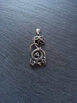 Celtic Serpent Pendant Stainless Steel 53x27mm