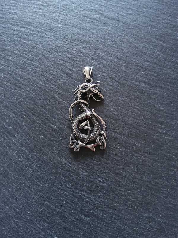 Celtic Serpent Pendant Stainless Steel 53x27mm