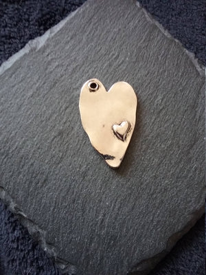 4 or 20 Double Heart Pendants Antique Silver Tone 38x24mm