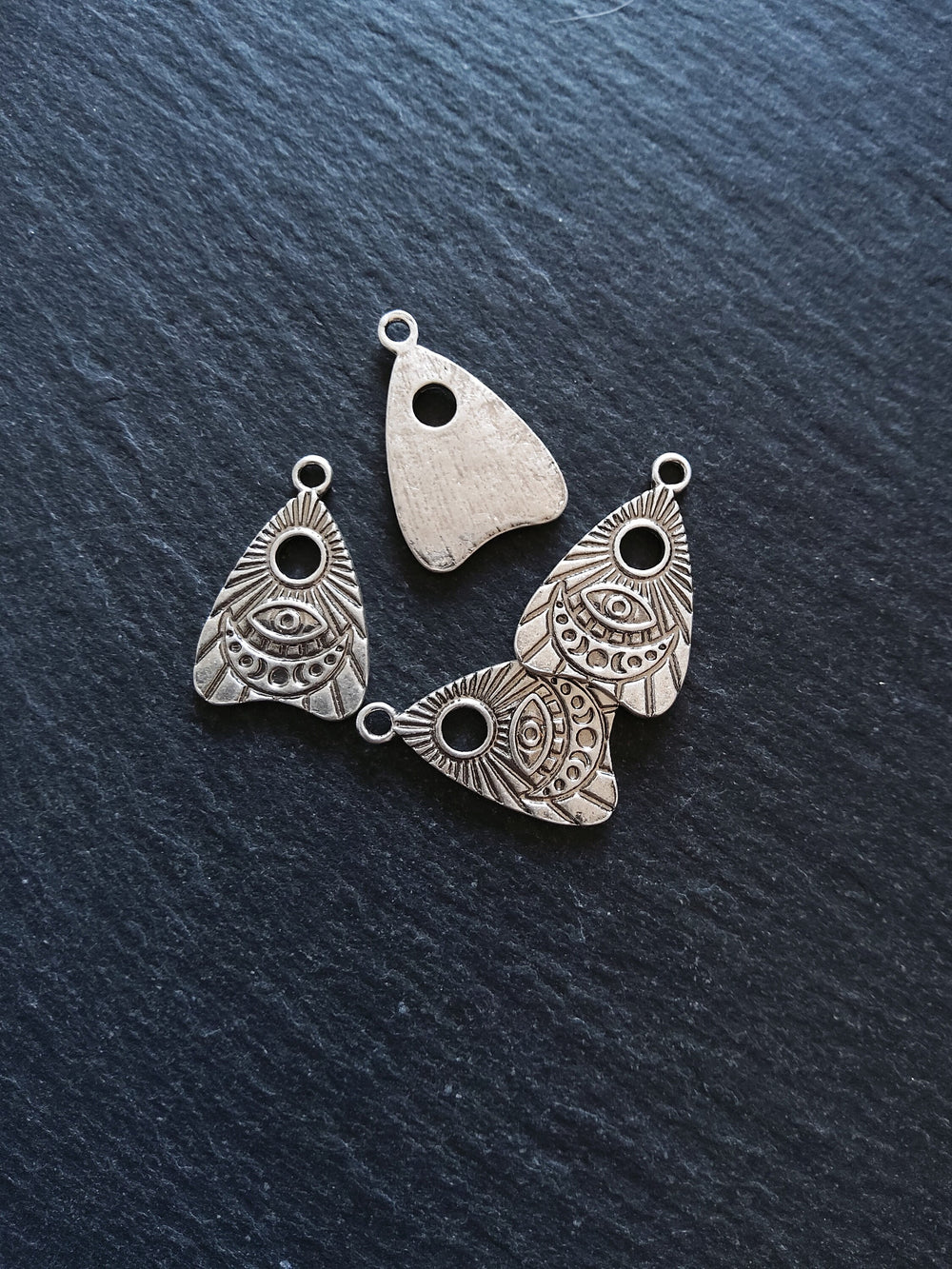 2 or 10 Genuine Silver Plated Ouija Planchette Charms 24.5x16mm