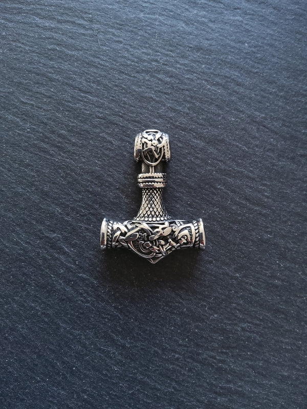 Large Solid Stainless Steel Thors Hammer Mjölnir Pendant 46x35x9mm