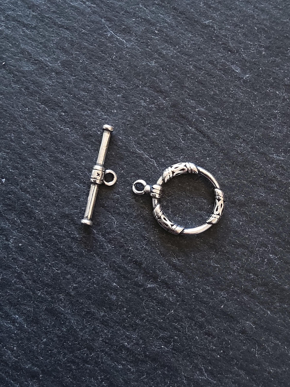 Antiqued Genuine Solid Sterling Silver Toggle Clasp Set 17x13x2mm