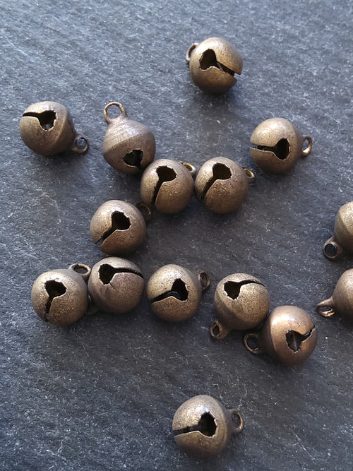 20 or 100 Antique Bronze Tone 8mm Brass Bells Bell Charms 10x8mm
