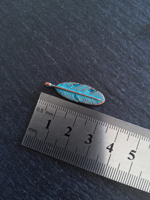 8 or 40 Antique Copper Oval Feather Charms with Blue Patina Size: 30x9x4mm