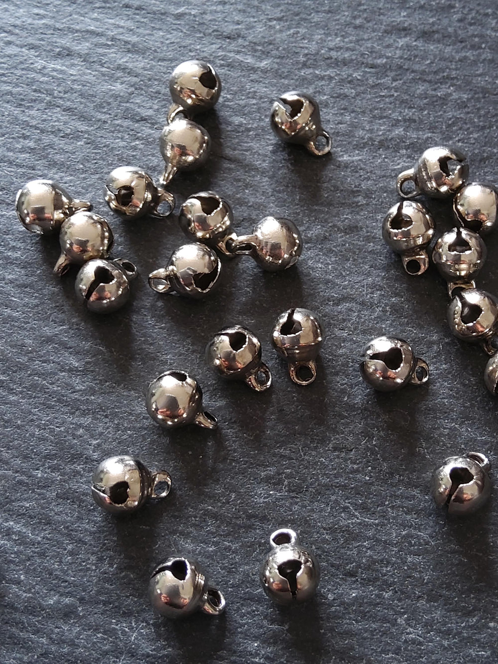 40 or 200 Little Antique Silver Tone 6mm Brass Bells Bell Charms 9x6mm