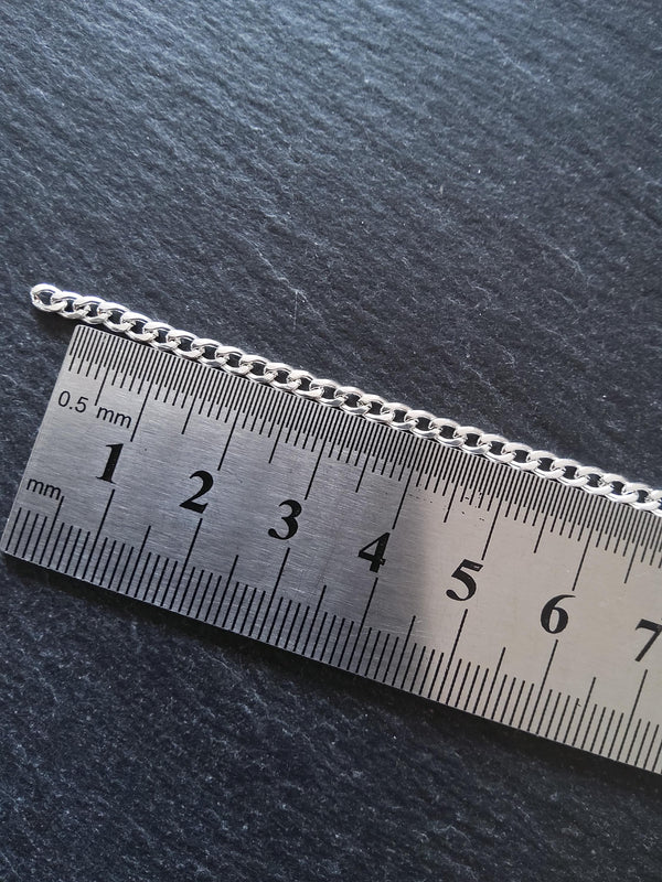 Bright Silver Strong Stainless Steel Twisted Curb Chain 4.5x3x0.8mm Open Link