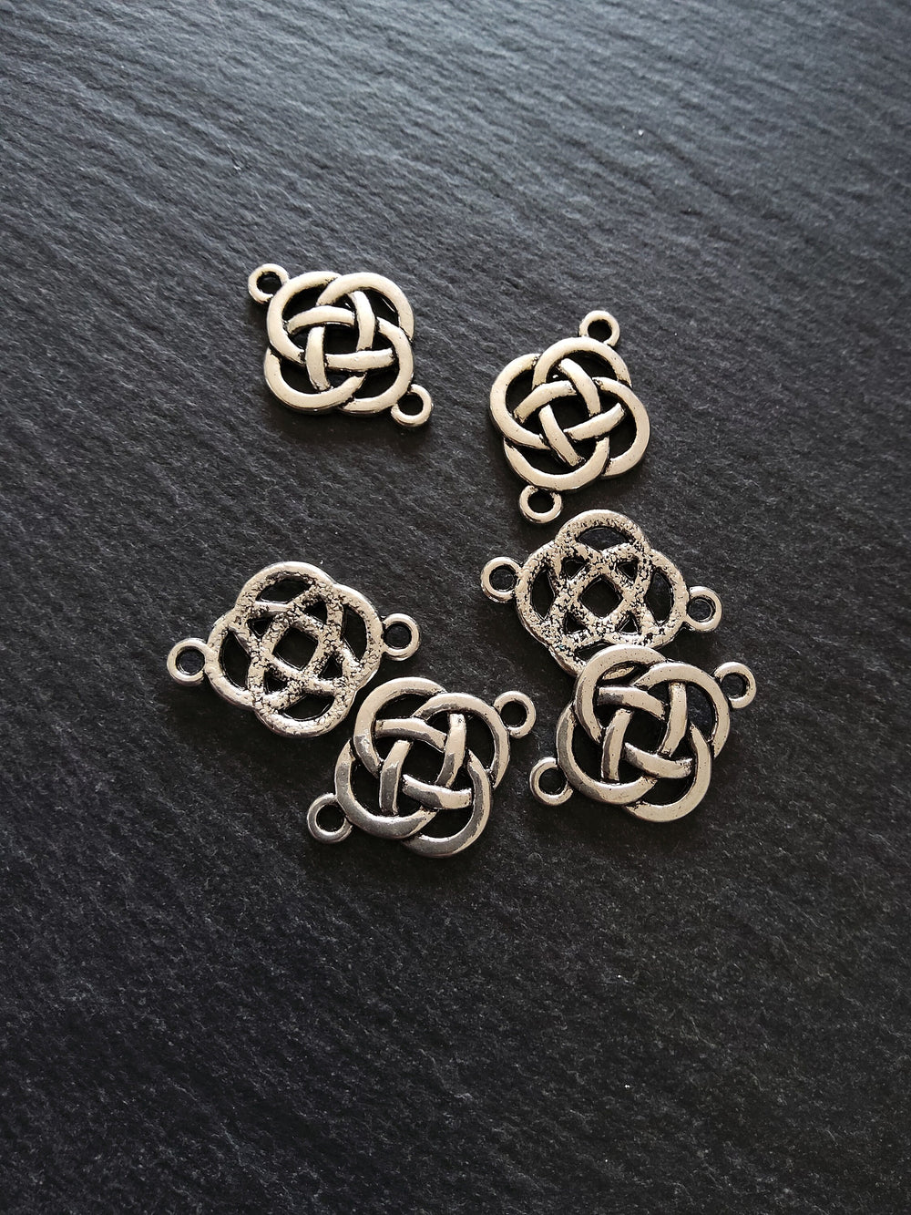 6 or 30 Sterling Silver Plated Celtic Knot Connector Charms 25x18mm Nickel FREE Alloy