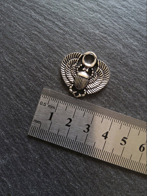 4 or 20 Egyptian Scarab Beatle Pendant or Charms Antique Silver Tone  27x26mm