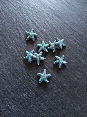 10 or 50 Starfish Beads Antique Copper with Blue Patina 14x13.5x3.7mm Hole: 1mm