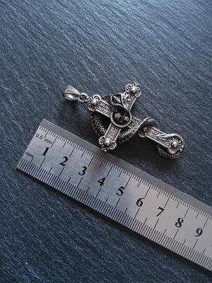 Large Dragon Cross Pendant Stainless Steel 55x36x12mm