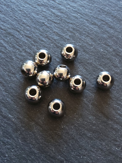 8 or 40 Stainless Steel 8mm Solid Round Spacer Beads Hole: 2mm