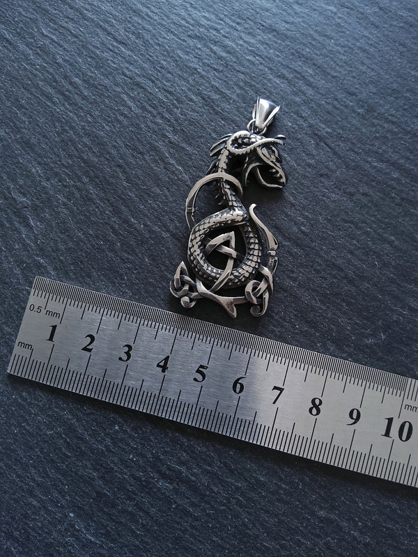 Celtic Serpent Pendant Stainless Steel 53x27mm