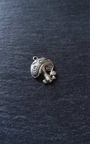 10 or 50 Mushroom Toadstool Charms Antique Silver Tone 23x19mm