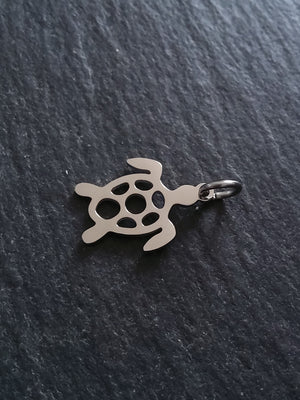 2 or 10 Stainless Steel Sea Turtle Charms 19x14mm