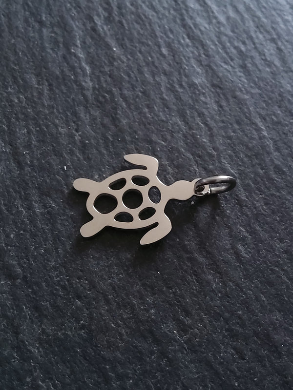2 or 10 Stainless Steel Sea Turtle Charms 19x14mm