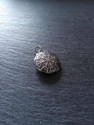 Round Double-Sided Helm of Awe Protection Pendant Surgical Steel 30.5x27x8.5mm